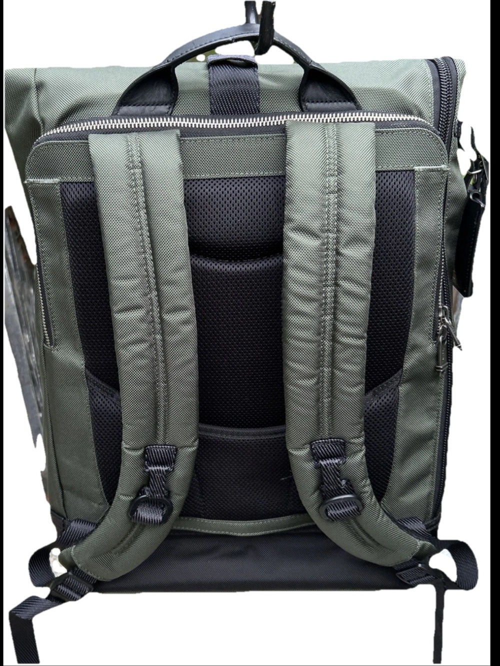 Tumi Alpha Bravo Luke Roll-Top Backpack Olive Green Ballistic Nylon Carry On Bag - Picture 3 of 14
